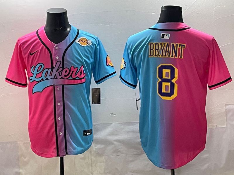 Men 2025 Los Angeles Lakers 8 Bryant Blue pink Nike NBA Jersey style 06